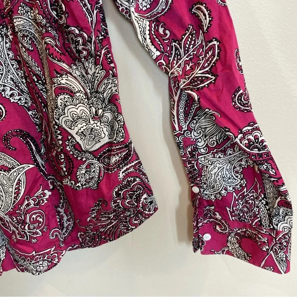 Talbots Haberdashery Button Down Blouse Stretch Paisley Size 16 Petite - Picture 3 of 5